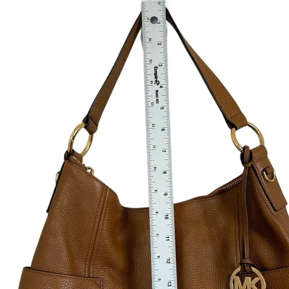 Michael Kors Anita Pebbled Leather Shoulder Bag – Acorn/Camel - Picture 10 of 13
